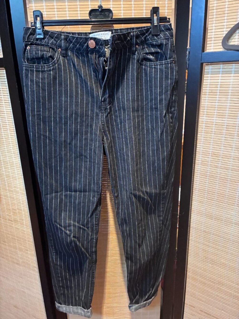 Streetwear Society Black Pinstripe Mom Jeans Size 7